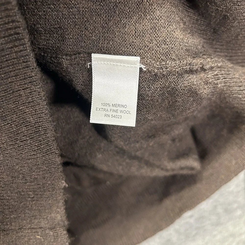 Banana Republic Sweater Large 100%‎ Extra Fine Merino Wool V Neck Brown Argyle
